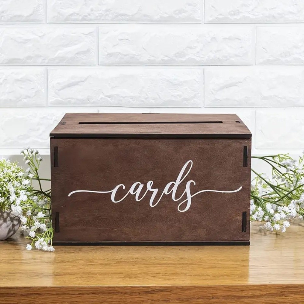 Wedding Card Box - Neue Holz-Hochzeitskarten-Box Dekorativ mit Deckel Andenkenbox