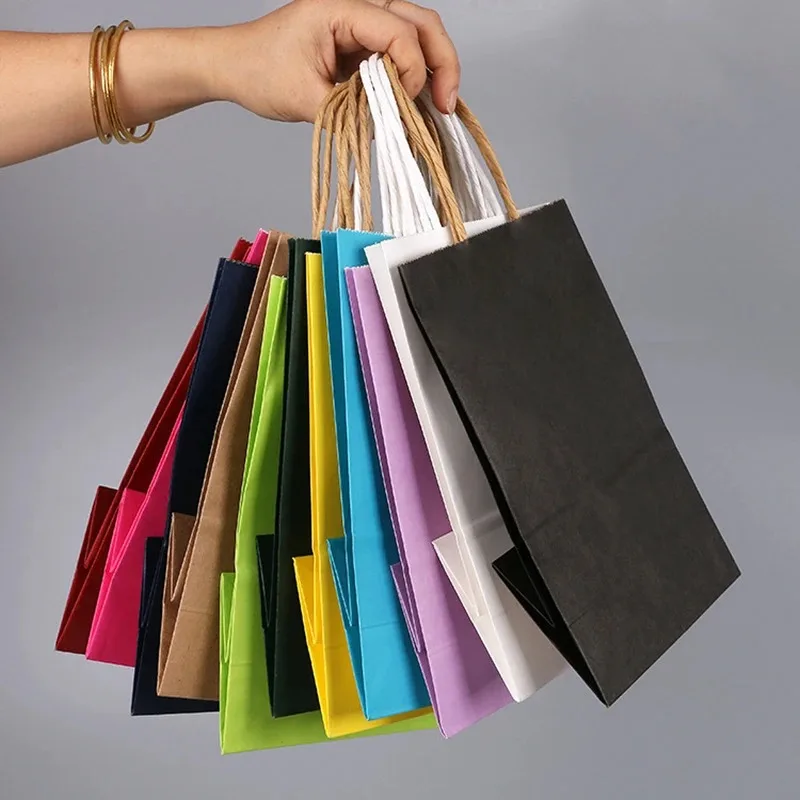 Wedding/Event Supply Store - 10/30/50 Stück Kraftpapiertüten mit Griffen, einfarbige